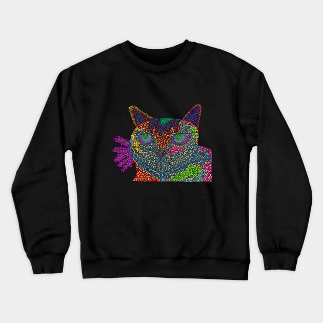 Psychedelic Kitty Crewneck Sweatshirt by NightserFineArts